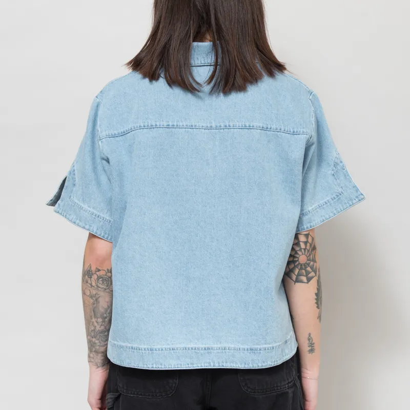 Bobo Choses Womens Relaxed Denim Polo Shirt Blue-3