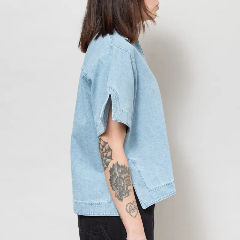 Bobo Choses Womens Relaxed Denim Polo Shirt Blue-4