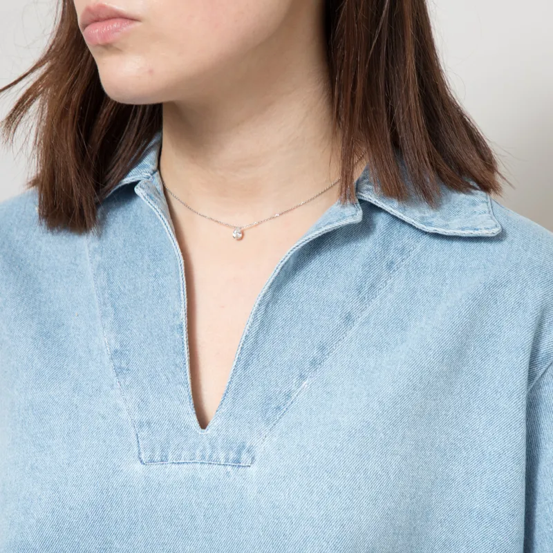 Bobo Choses Womens Relaxed Denim Polo Shirt Blue-5