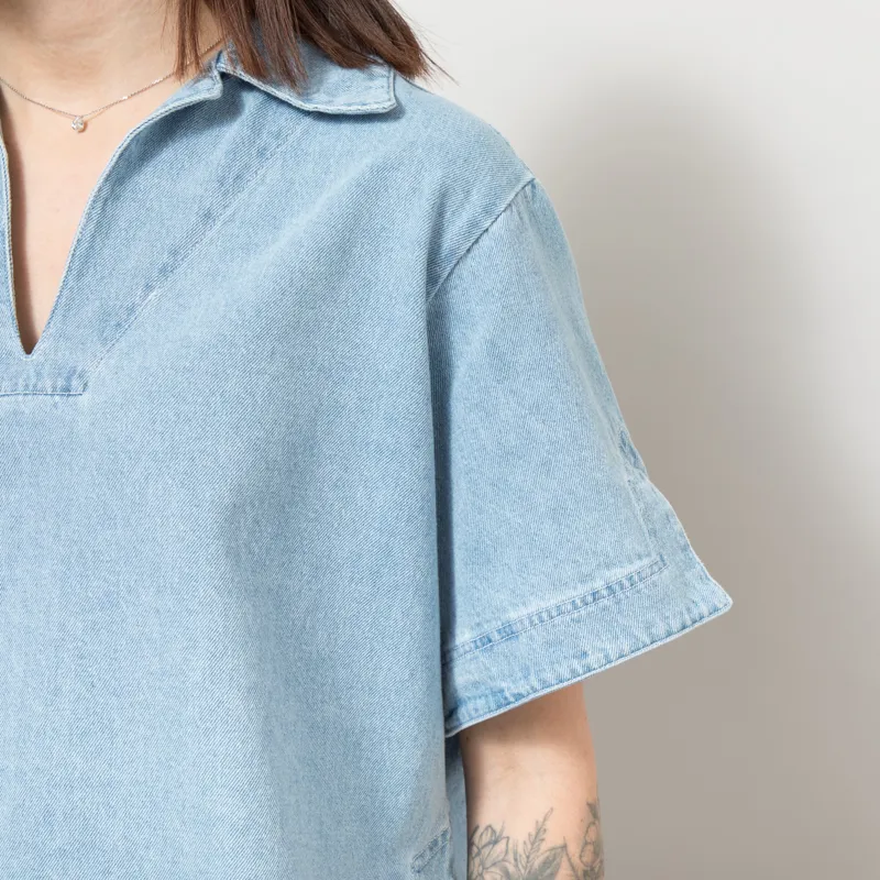 Bobo Choses Womens Relaxed Denim Polo Shirt Blue-7