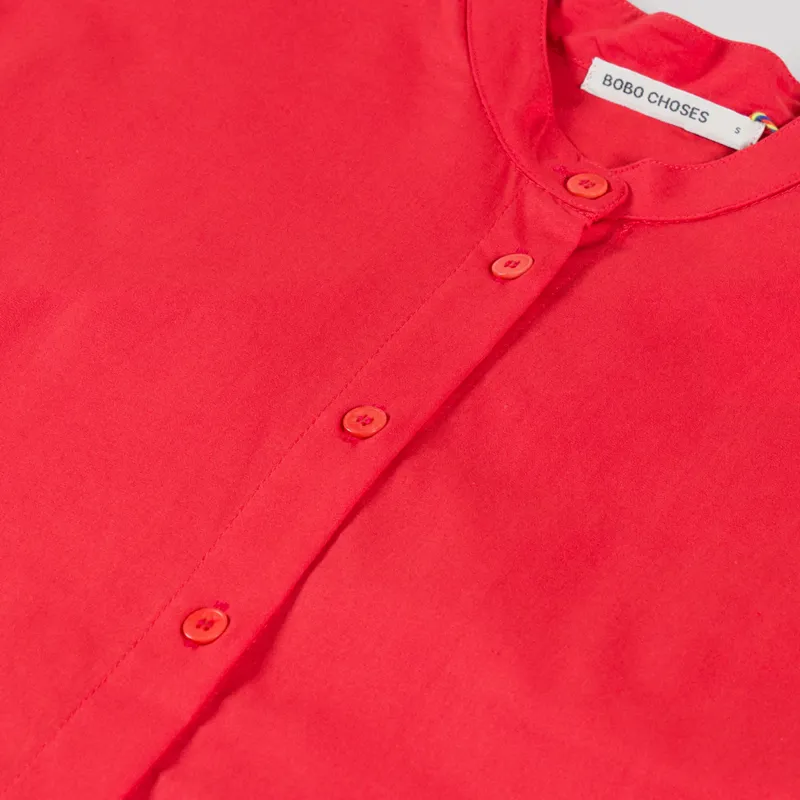 Bobo Choses Womens Contrast Trim Puff Sleeve Shirt Red-4