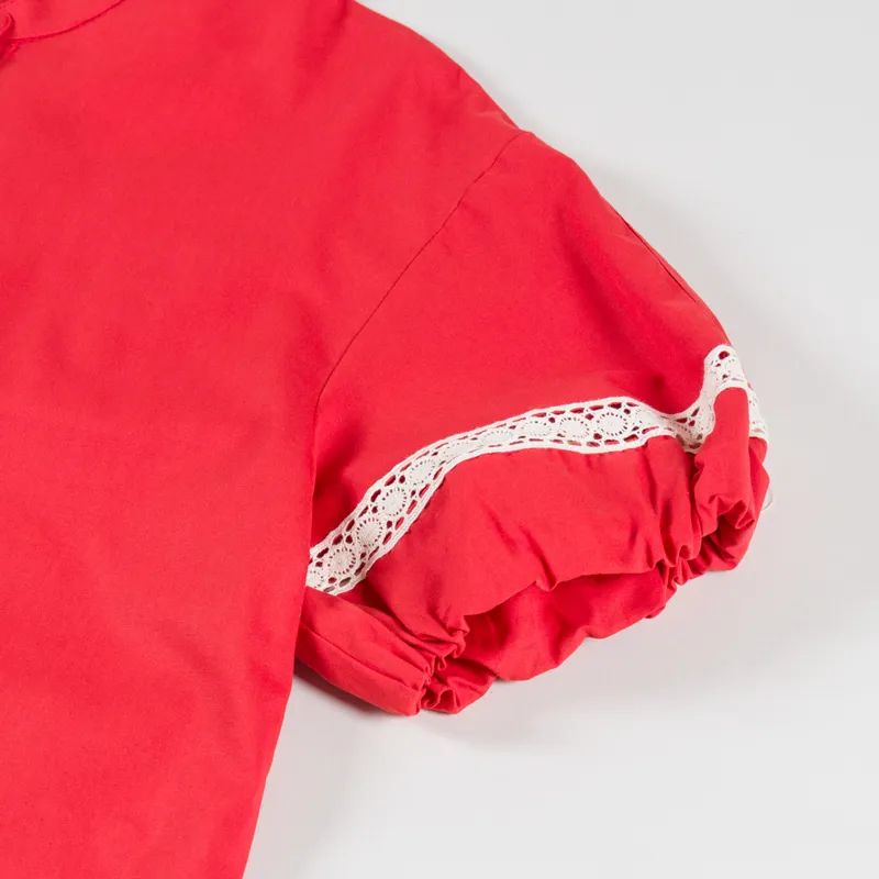 Bobo Choses Womens Contrast Trim Puff Sleeve Shirt Red-5