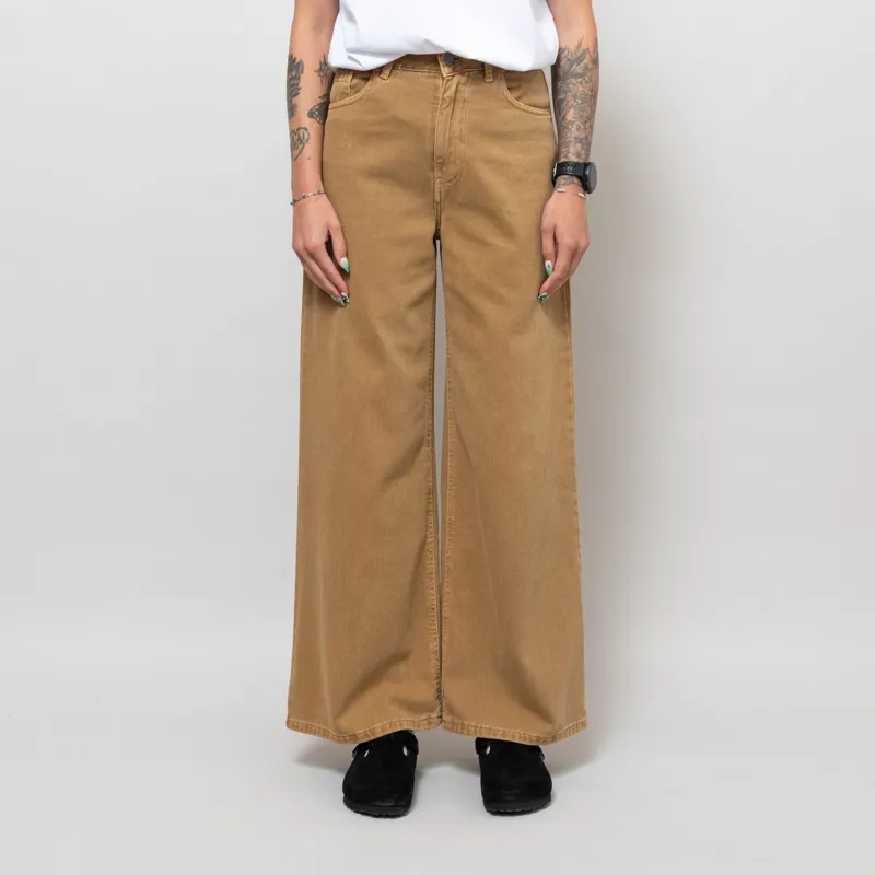 Indi And Cold Womens Wide-Leg Pants Olive