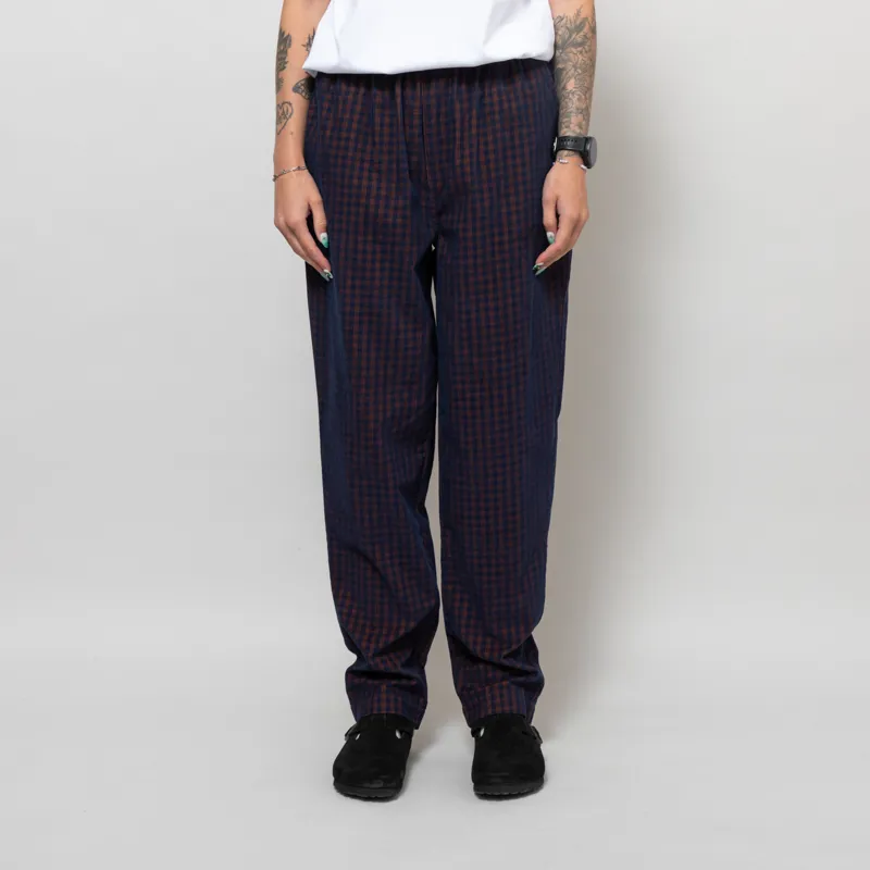 Indi And Cold Womens Vichy Elastic Micro-Corduroy Pants Navy