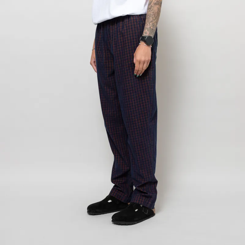 Indi And Cold Womens Vichy Elastic Micro-Corduroy Pants Navy-1