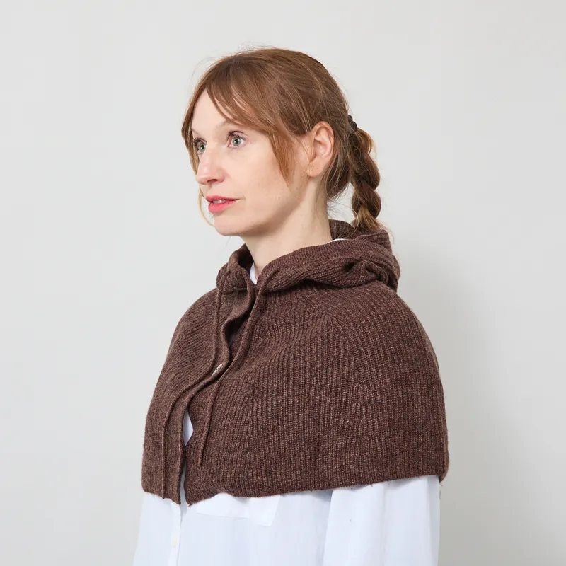 Indi and Cold Womens Ribbed Knitted Hood Chocolate-2
