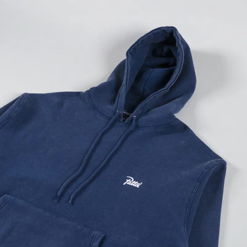Patta Classic Acid Washed Hooded Sweater Estate Blue-2