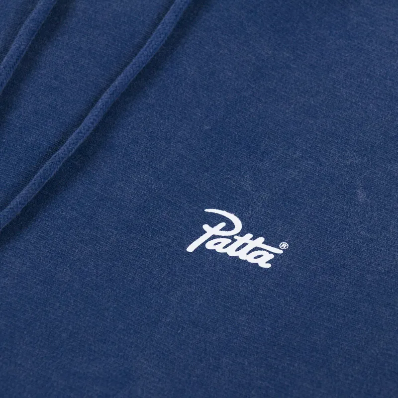 Patta Classic Acid Washed Hooded Sweater Estate Blue-5
