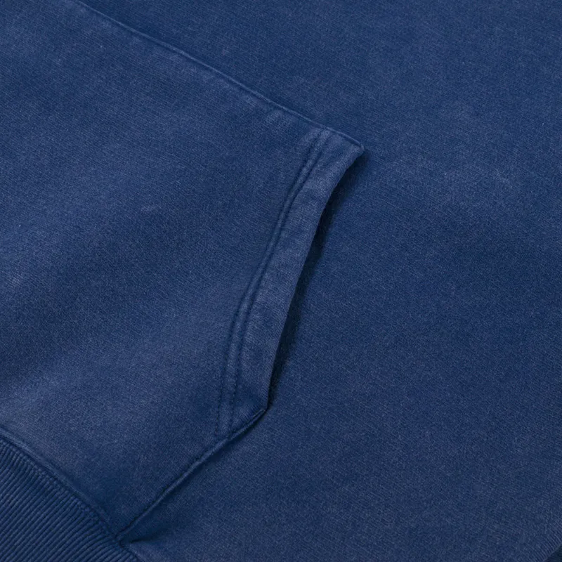 Patta Classic Acid Washed Hooded Sweater Estate Blue-6
