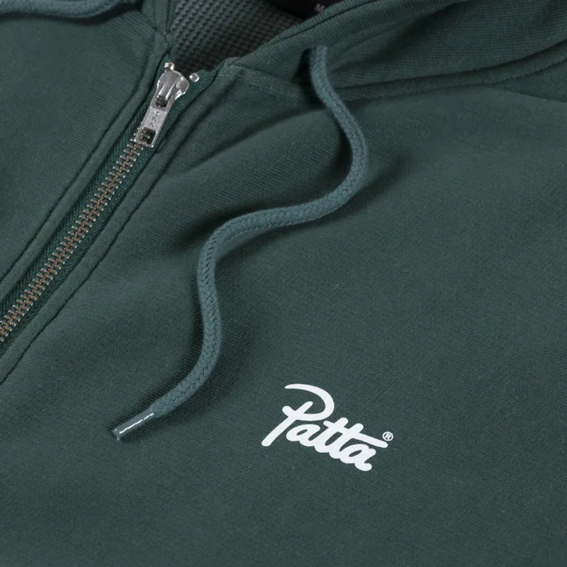 Patta Classic Zip Up Hooded Sweater Bistro Green-5
