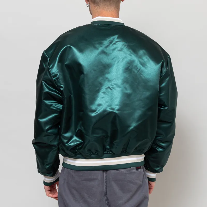 Patta Script Logo Satin Varsity Jacket Bistro Green-3