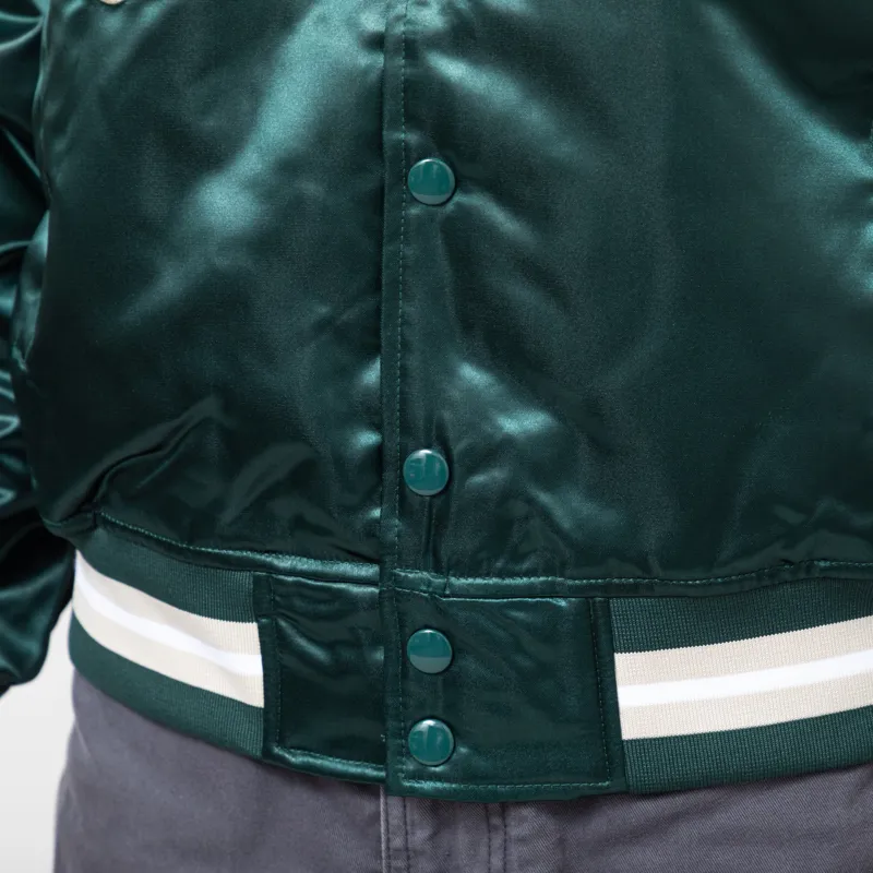 Patta Script Logo Satin Varsity Jacket Bistro Green-7