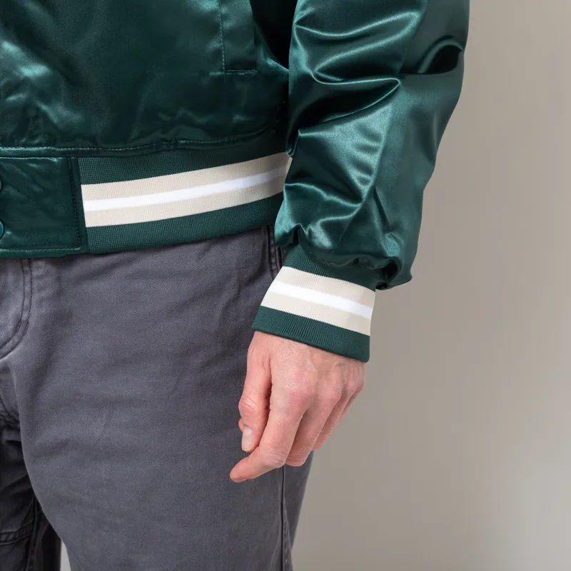 Patta Script Logo Satin Varsity Jacket Bistro Green-10