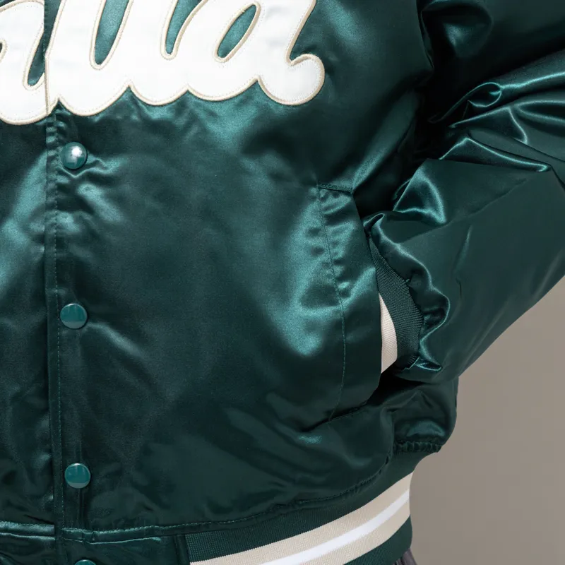 Patta Script Logo Satin Varsity Jacket Bistro Green-6