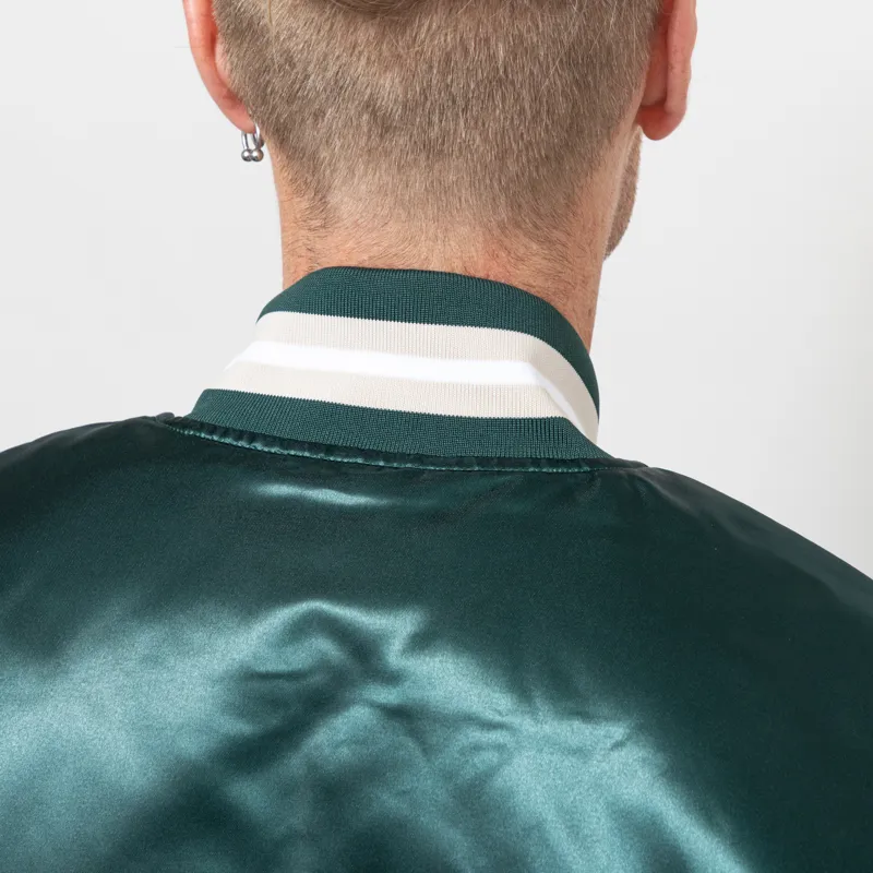 Patta Script Logo Satin Varsity Jacket Bistro Green-8