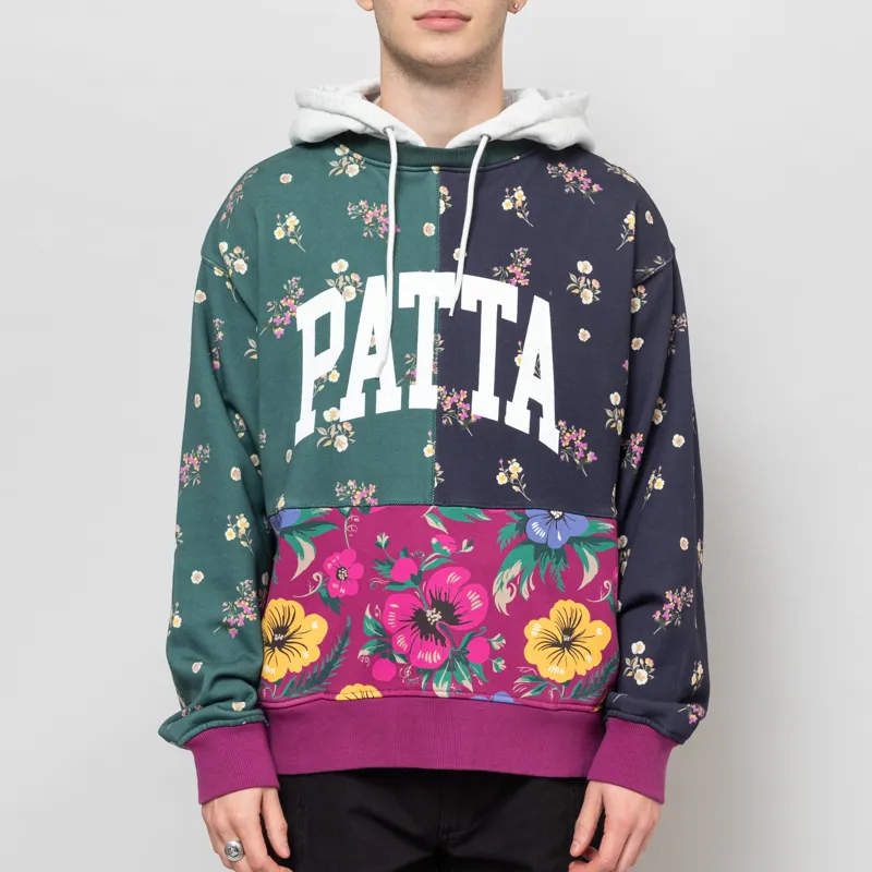 Patta Floral Patchwork Hooded Sweater Multi
