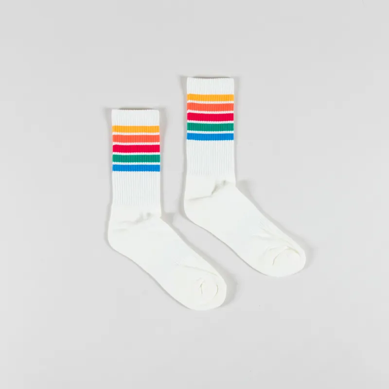 Revolution Jaquard Crew Socks White Rainbow