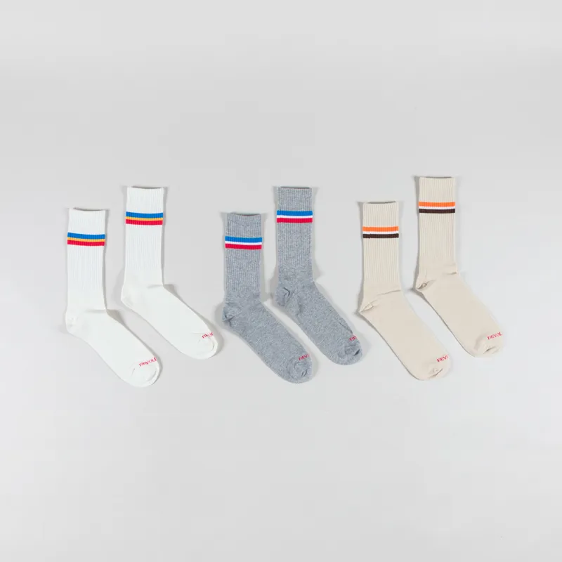 Revolution Jaquard Crew Socks Multipack Off White Grey