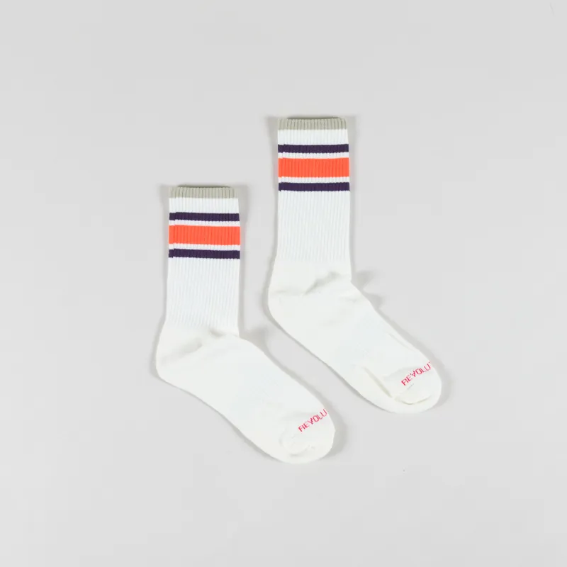 Revolution Jaquard Crew Socks White Orange