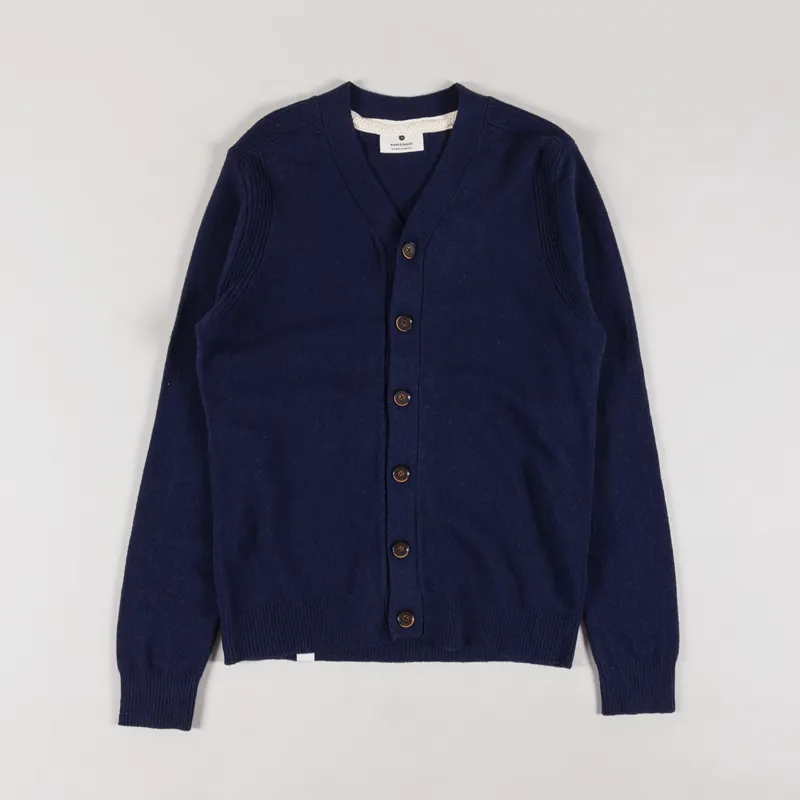 Anerkjendt Womens Aksvend Lambswool Cardigan Dark Navy