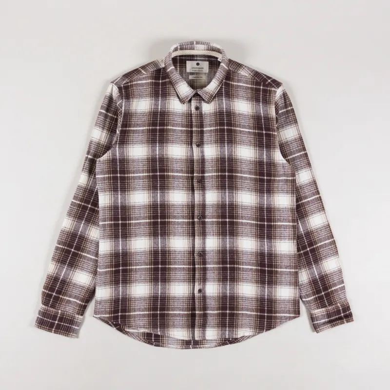 Anerkjendt Akleif Flannel Check Shirt Chocolate Brown