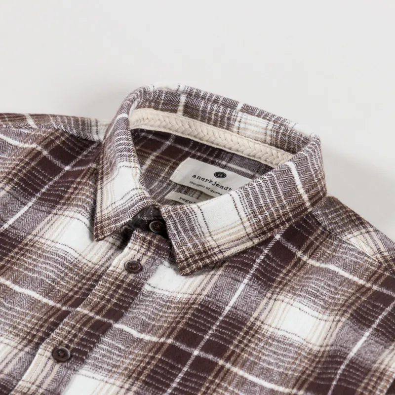 Anerkjendt Akleif Flannel Check Shirt Chocolate Brown-4