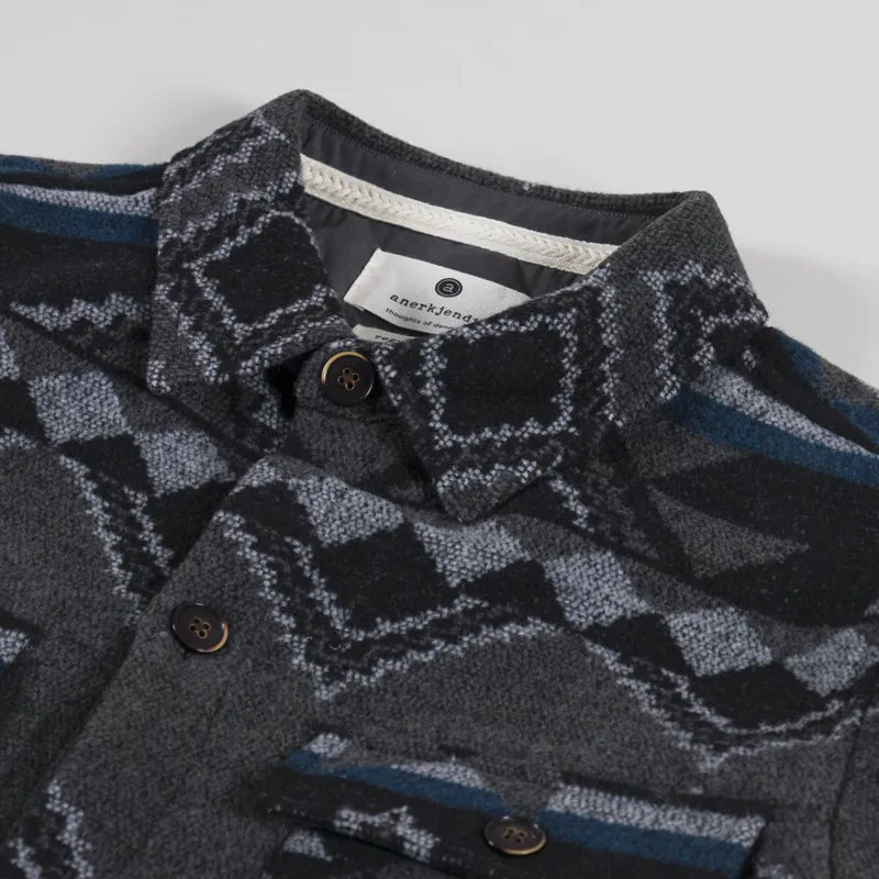 Anerkjendt Akoscar Check Overshirt Dark Grey Marl-4