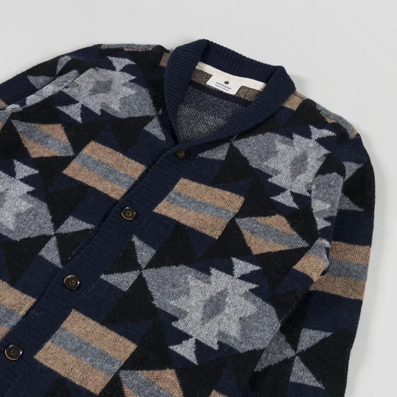 Anerkjendt Akskjold Jacquard Cardigan Sky Captain-2