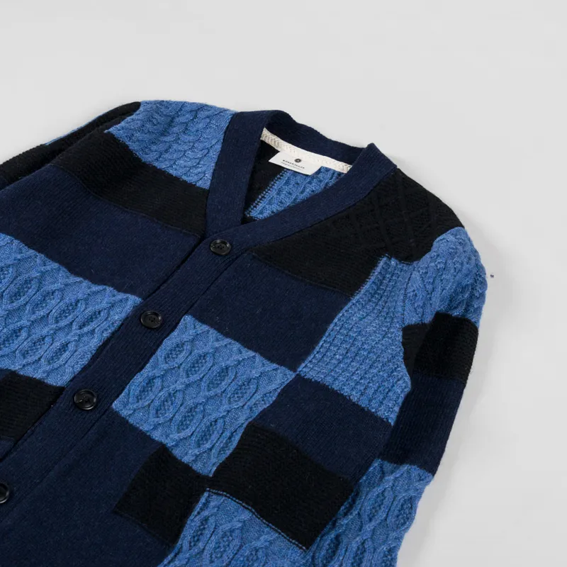 Anerkjendt Womens Akskjold Patchwork Knitted Cardigan Sky