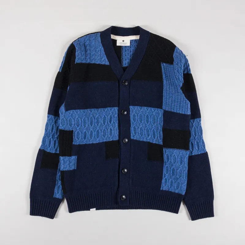 Anerkjendt Womens Akskjold Patchwork Cardigan Sky Captain-4