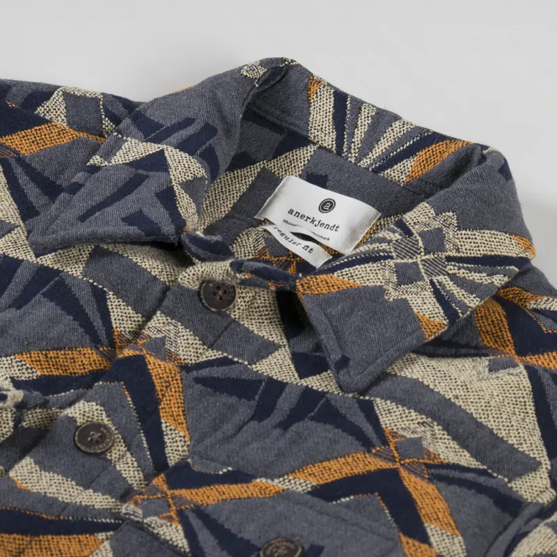 Anerkjendt Akoscar Pattern Overshirt Wood Thrush-4
