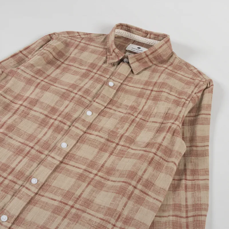 Anerkjendt Akleif Cotton Linen Check Shirt Auburn-2