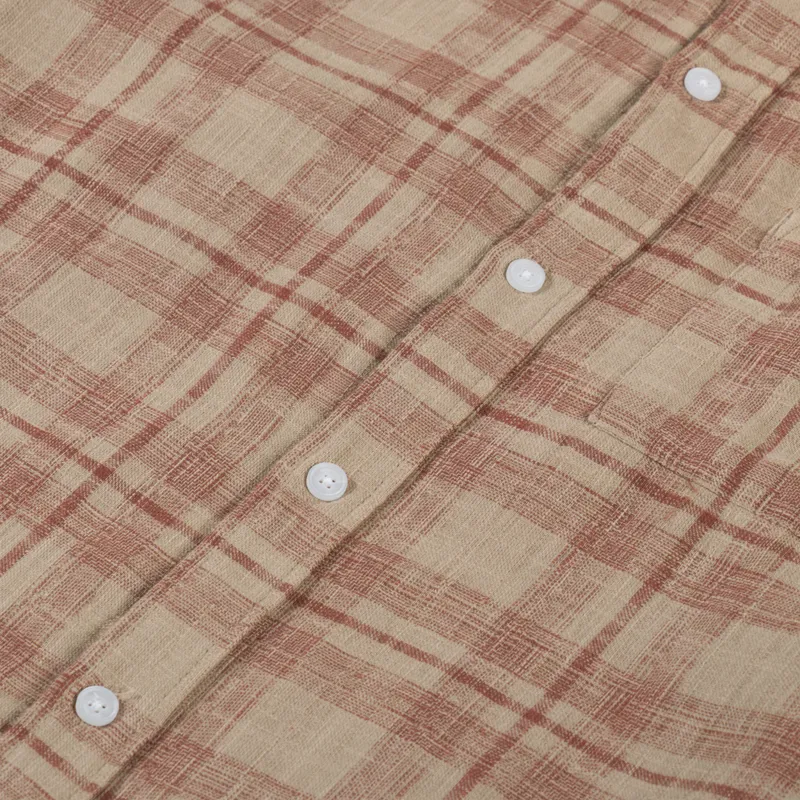 Anerkjendt Akleif Cotton Linen Check Shirt Auburn-5