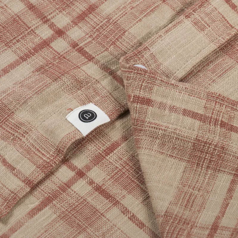 Anerkjendt Akleif Cotton Linen Check Shirt Auburn-7