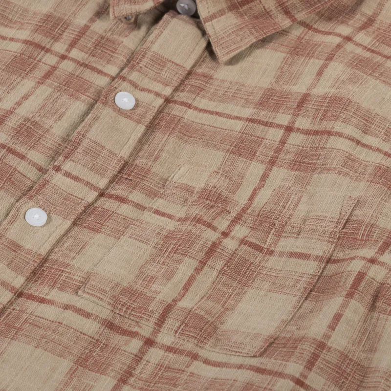 Anerkjendt Akleif Cotton Linen Check Shirt Auburn-6