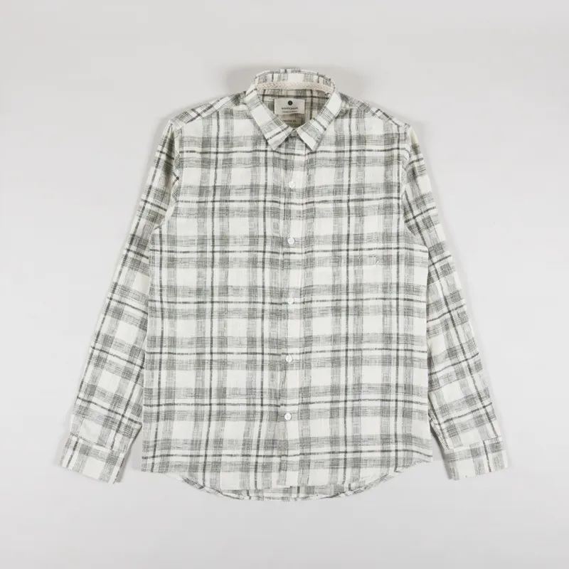 Anerkjendt Akleif Cotton Linen Check Shirt Deep Lichen Green