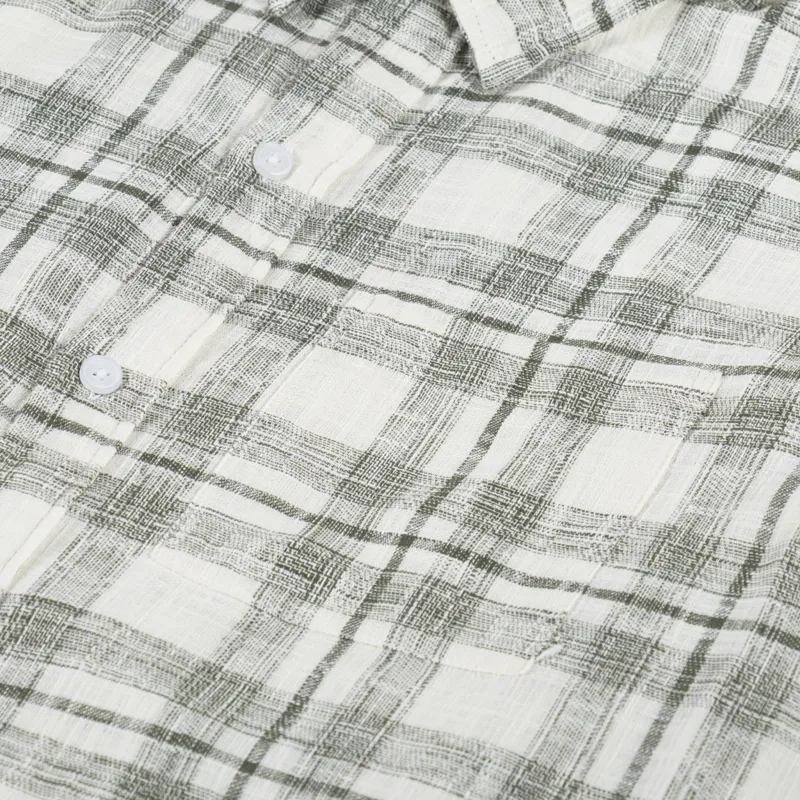 Anerkjendt Akleif Cotton Linen Check Shirt Deep Lichen Green-5