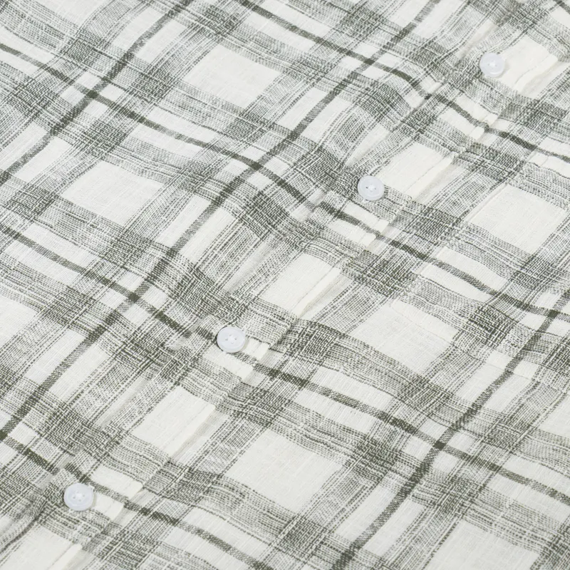 Anerkjendt Akleif Cotton Linen Check Shirt Deep Lichen Green-6