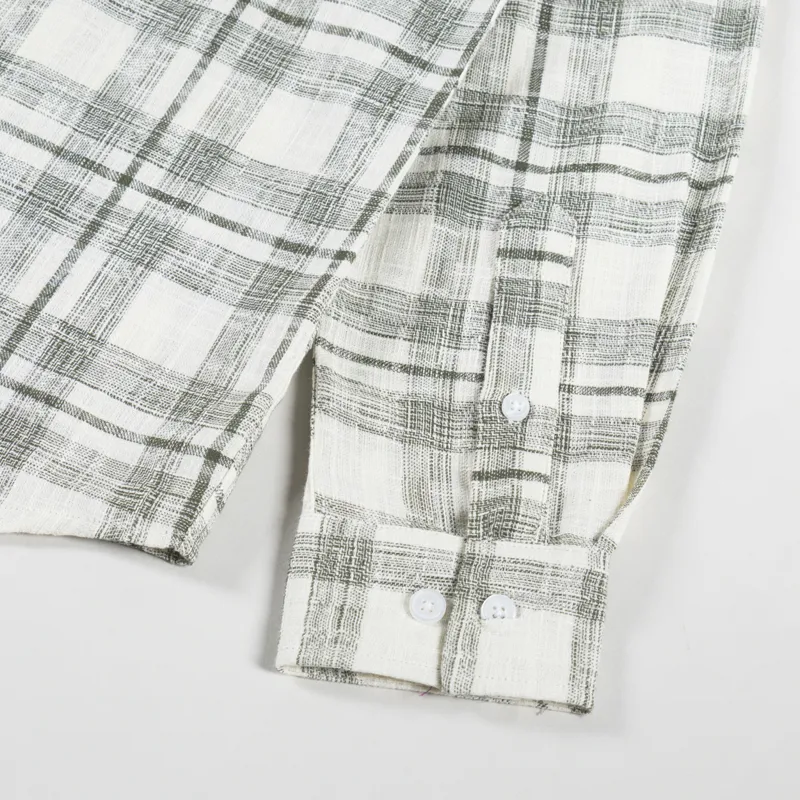 Anerkjendt Akleif Cotton Linen Check Shirt Deep Lichen Green-8