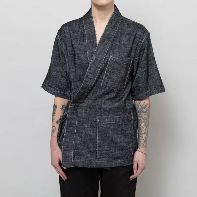 Anerkjendt Womens Akjesper Twill Short Sleeve Kimono Caviar