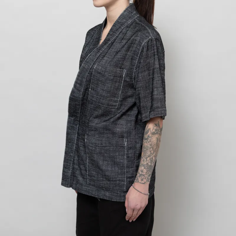 Anerkjendt Womens Akjesper Twill Short Sleeve Kimono Caviar-2
