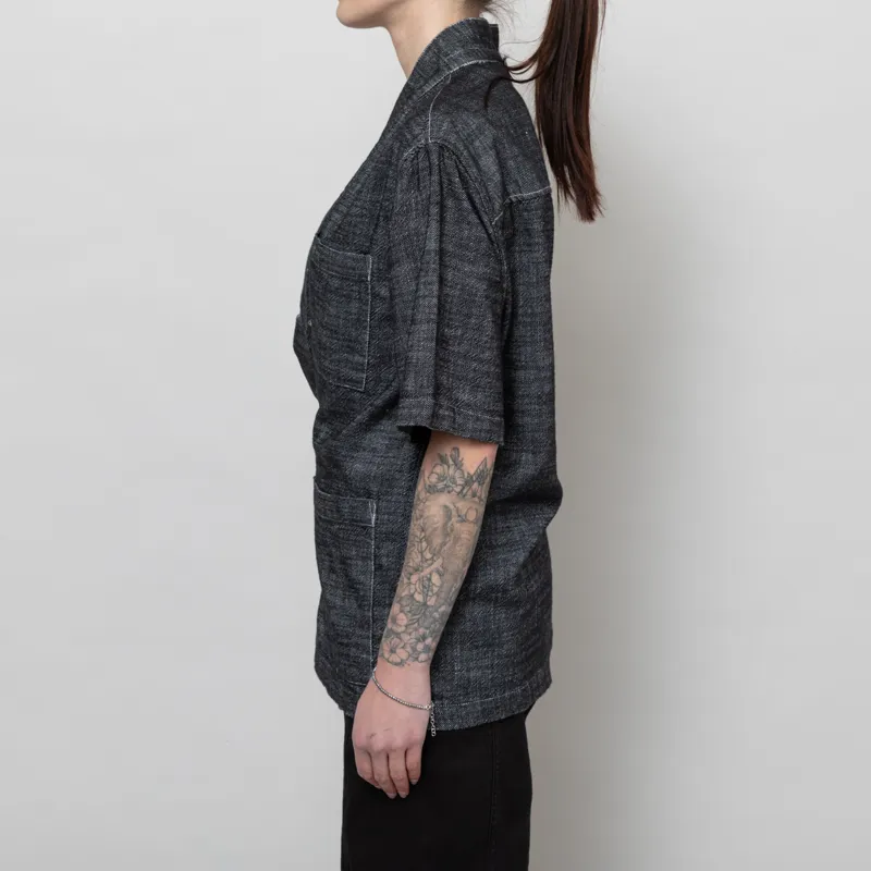 Anerkjendt Womens Akjesper Twill Short Sleeve Kimono Caviar-3