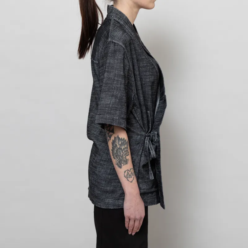 Anerkjendt Womens Akjesper Twill Short Sleeve Kimono Caviar-5