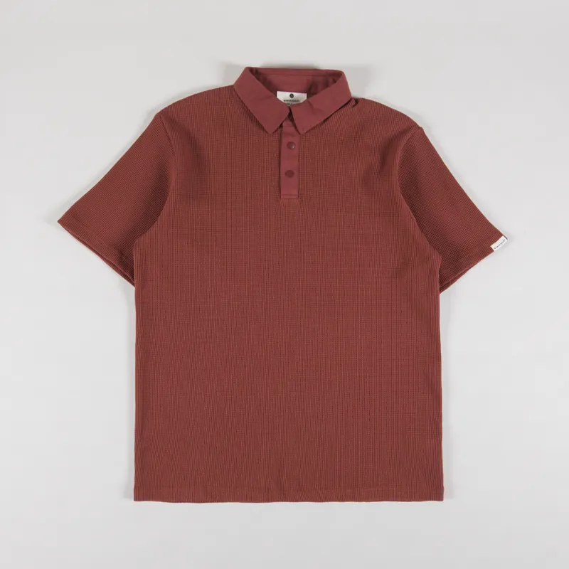 Anerkjendt Akkikki Waffle Polo T Shirt Auburn