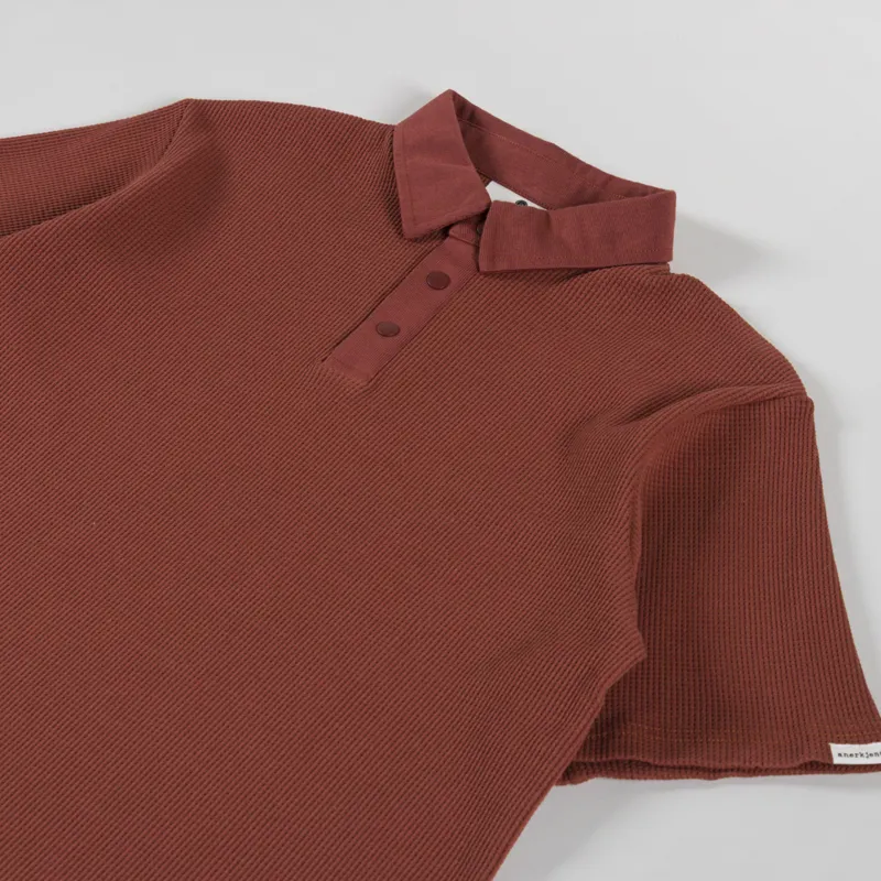 Anerkjendt Akkikki Waffle Polo T Shirt Auburn-1