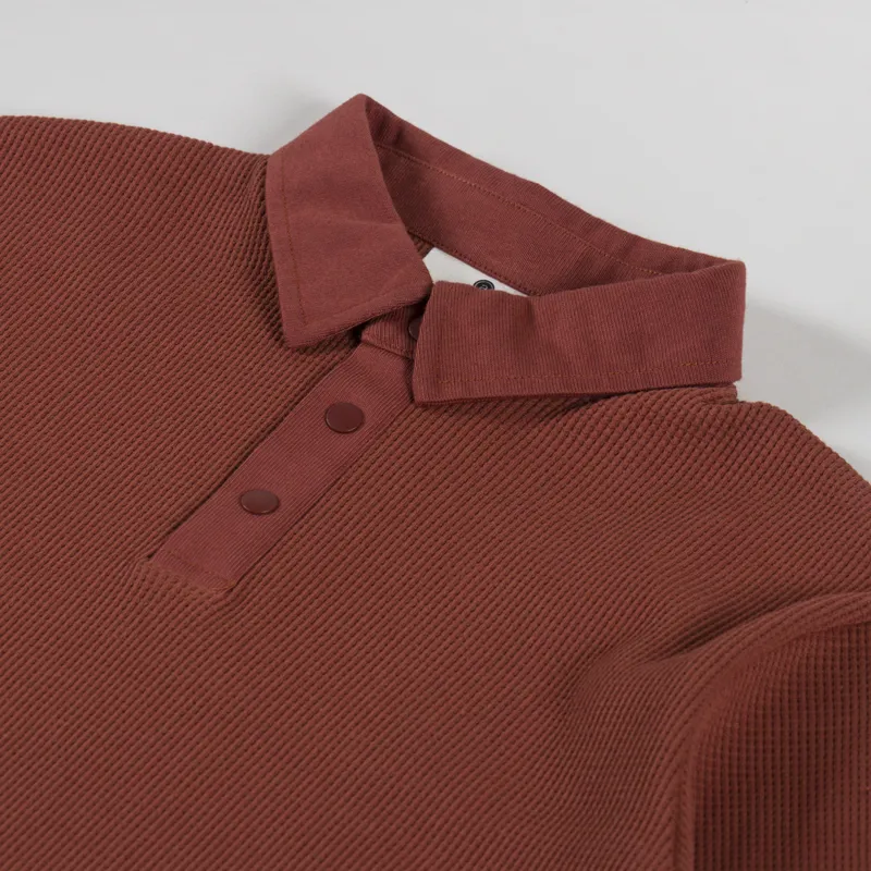 Anerkjendt Akkikki Waffle Polo T Shirt Auburn-2