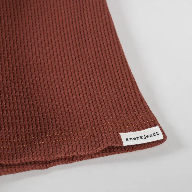 Anerkjendt Akkikki Waffle Polo T Shirt Auburn-3