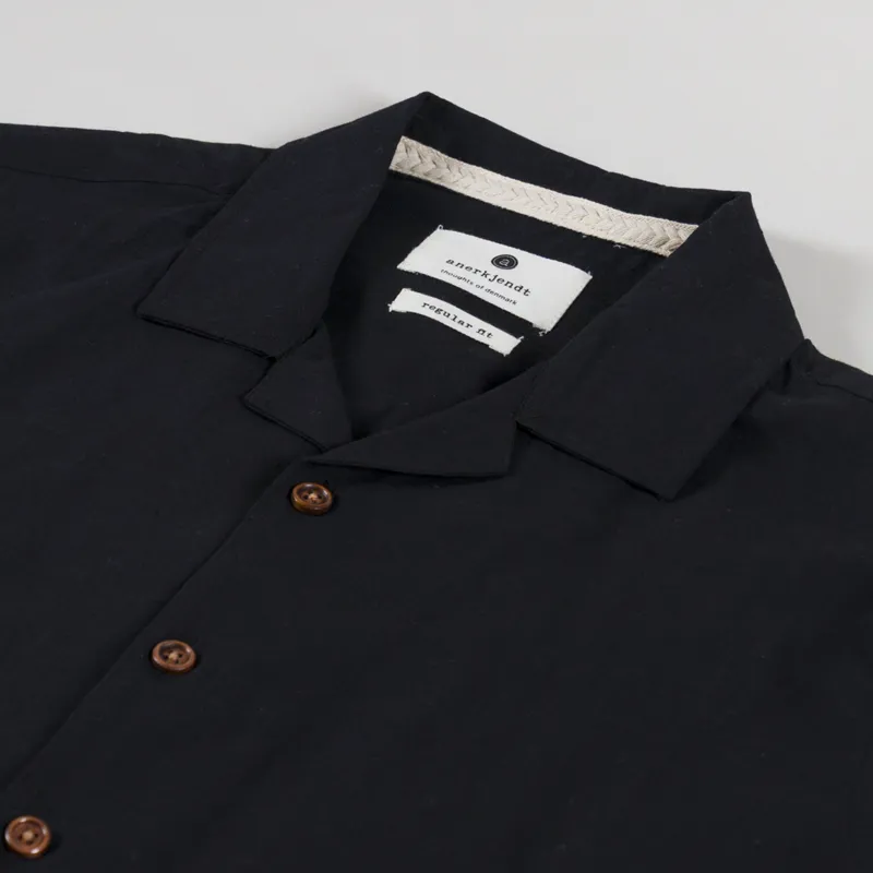 Anerkjendt Akleo Cotton Linen Shirt Caviar-2