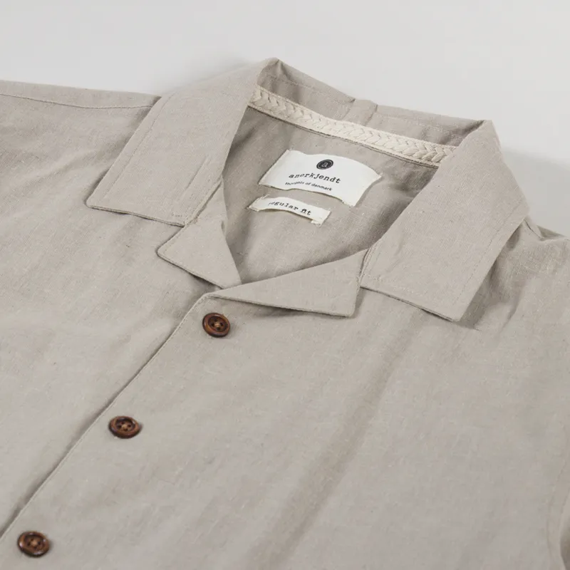 Anerkjendt Akleo Cotton Linen Shirt Feather Grey-2