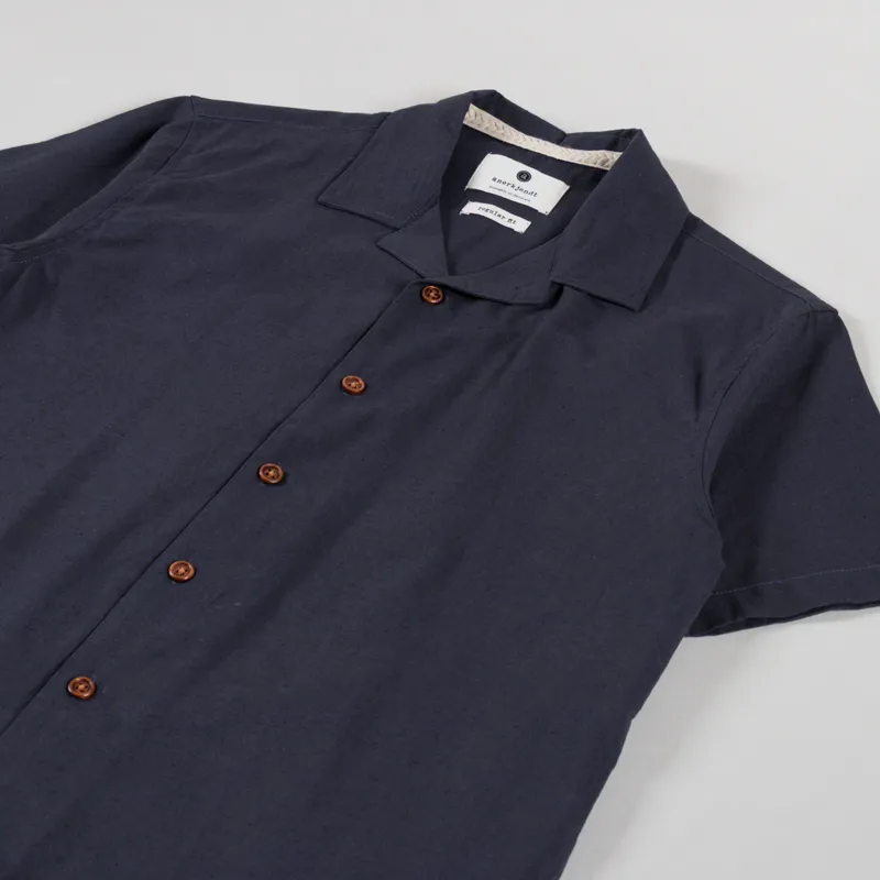 Anerkjendt Akleo Cotton Linen Shirt Dark Grey-1